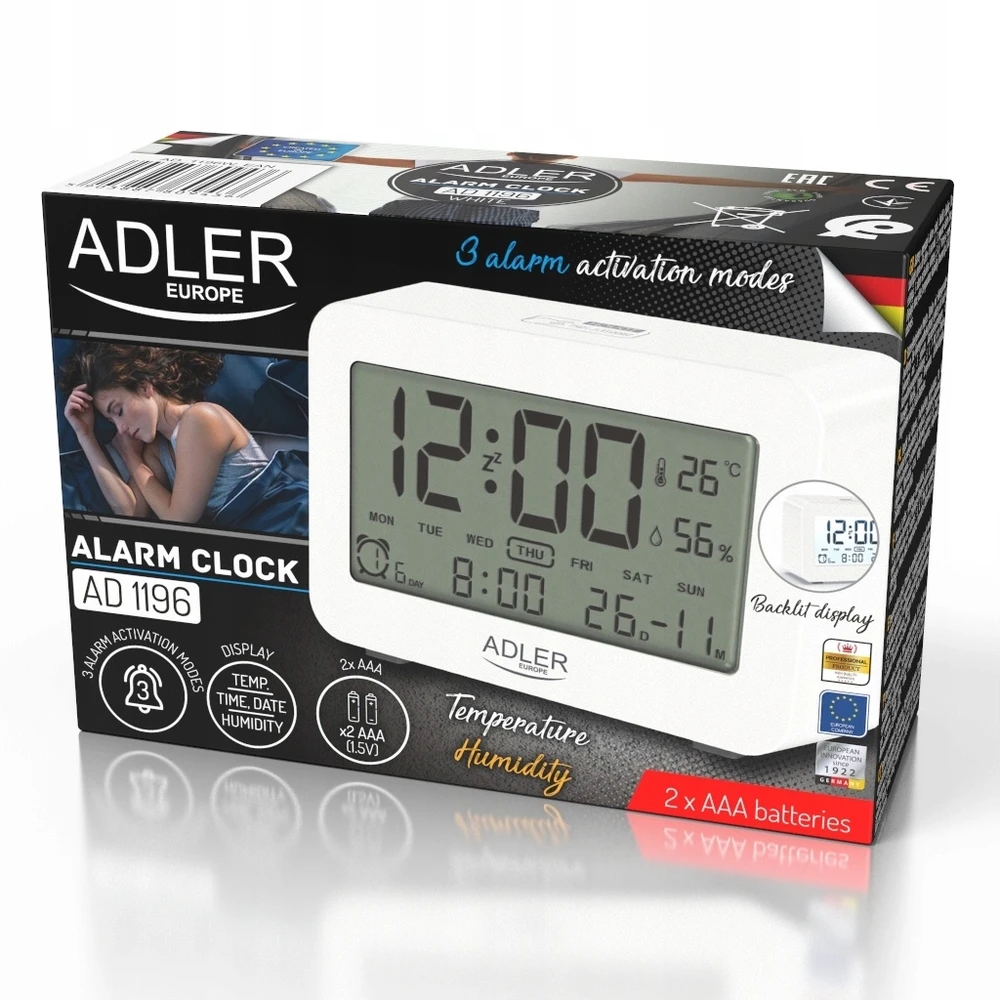 Adler | Žadintuvas | AD 1196w | Signalizacijos funkcija | Baltas