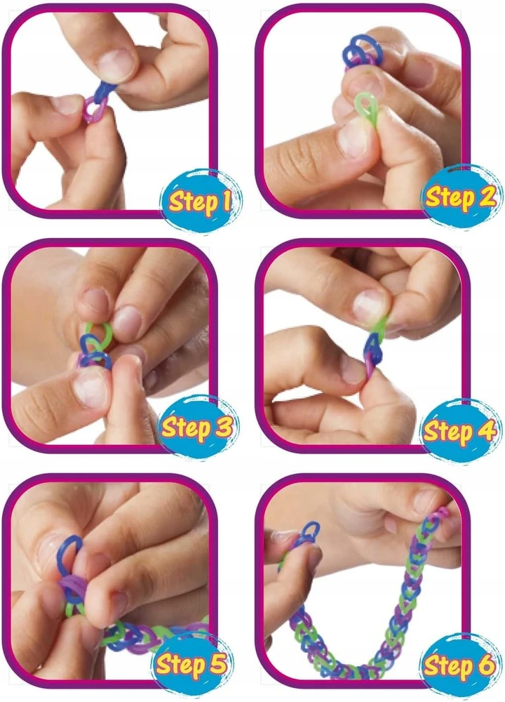 Rainbow Loom LOOM GUMINĖS APYRANKĖS 300 vnt. 12 S klipų, 3 pakabukai