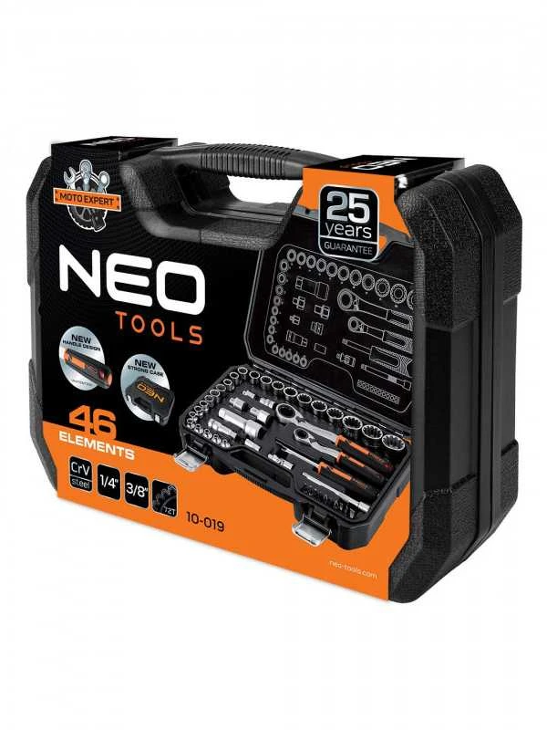 Raktinis NEO TOOLS 10-019 1/4" ir 3/8" Lizdų Rinkinys (46 vnt.)