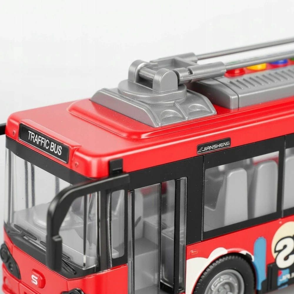 Ramiz Didelis Troleibusas Miesto Autobusas Žaislinis Garso Šviesos Atidarymo Durys 29cm
