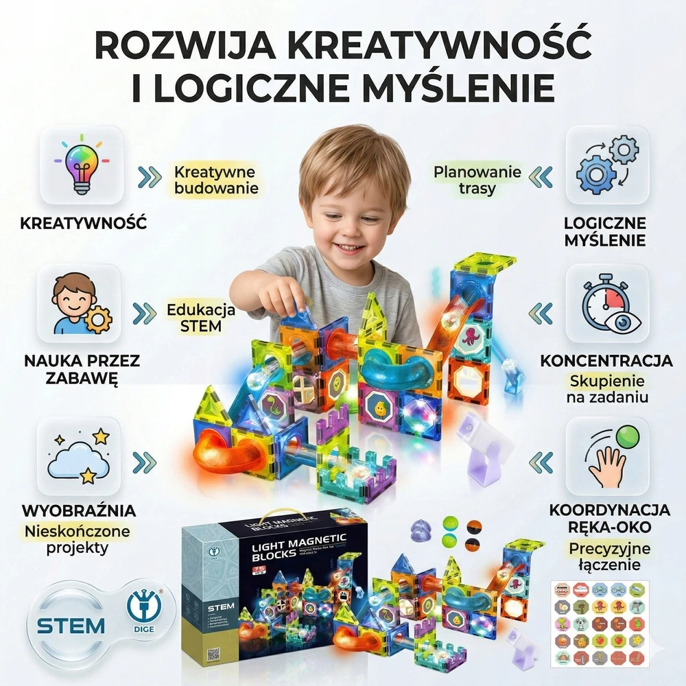Ramiz MAGNETINIAI KONSTRUKCINIAI KLUOKAI APŠVIETIMO LAIKOTOJI TAKAS 75 EL VAIKAMS