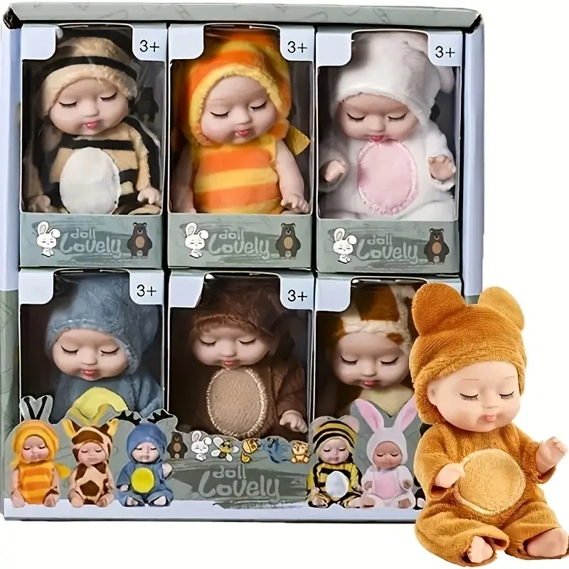 Ramiz Mielas 6 MINI LĖLIŲ RINKINYS GYVŪNŲ DRABUŽIAIS DOVANA MERGAITĖMS
