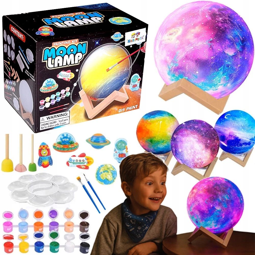 Ramiz Naktinė lempa KSIĘŻYC 3D KULA ŚWIECĄCA MOON LED GIPSOWE Figūrėlės KOSMOS DIY