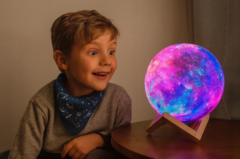 Ramiz Naktinė lempa KSIĘŻYC 3D KULA ŚWIECĄCA MOON LED GIPSOWE Figūrėlės KOSMOS DIY