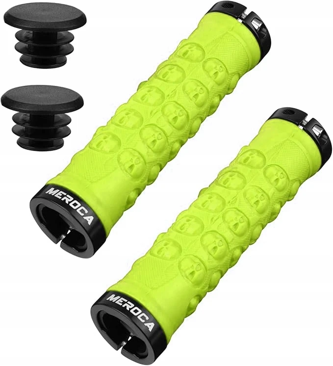 Rankenos SKULL MEROCA Lock-On 130mm MTB ENDURO kaukolės rankenos žalios