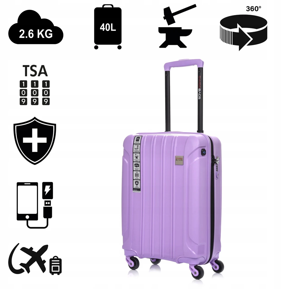 Kelioninis Rankinis lagaminas SwissBags Tourist 55cm 40l tsa