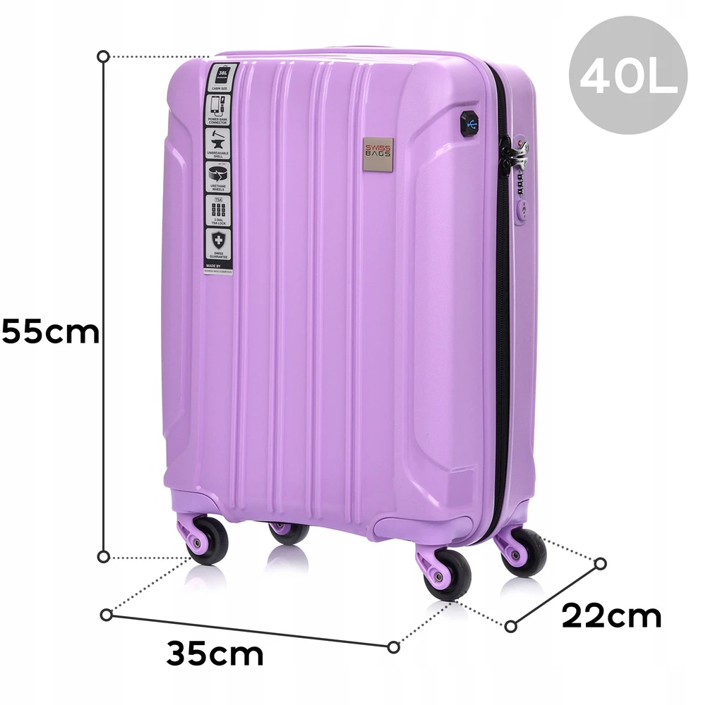 Kelioninis Rankinis lagaminas SwissBags Tourist 55cm 40l tsa