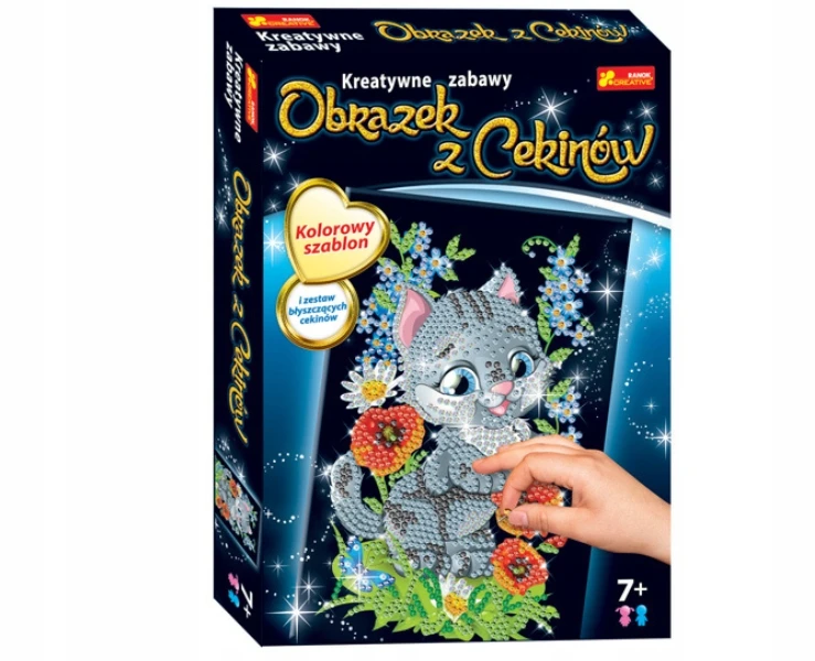 Ranok Kūrybinis rinkinys paveikslėliams iš blizgučių kurti. Meniška katė pasidaryk pats