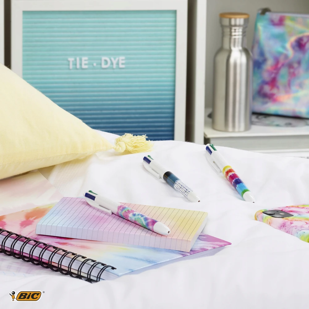 Rašikliai Bic 4 Colours Tie Dye, 3 vnt.