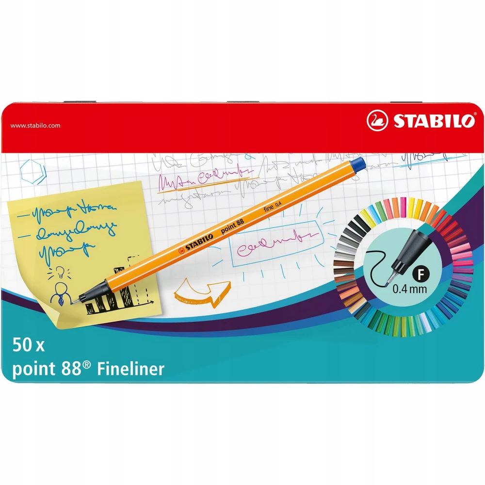 Rašikliai Stabilo Point 88, 50 spalvų