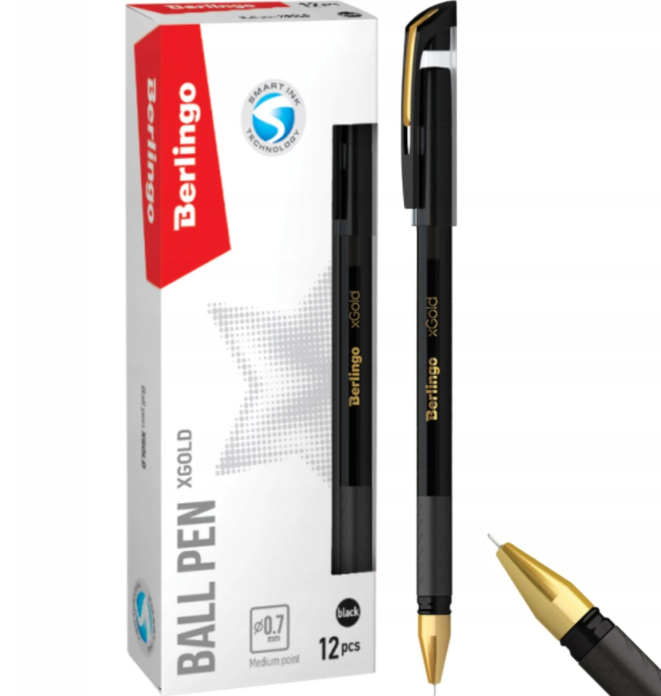 Rašiklis Berlingo XGOLD, juodos spalvos, 0.7mm, 12 vnt.