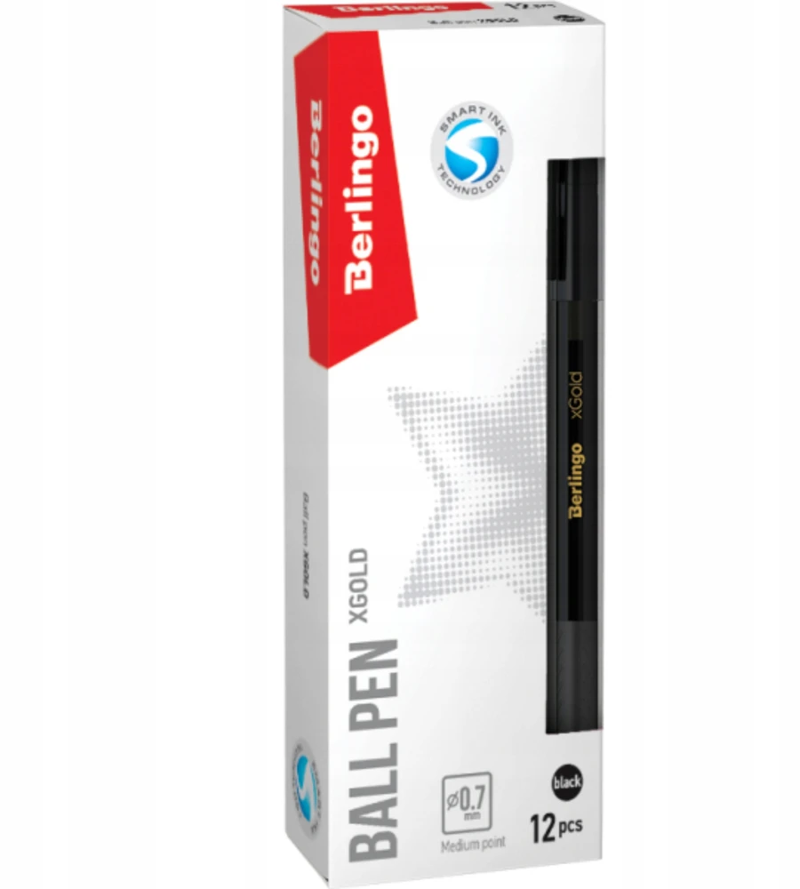 Rašiklis Berlingo XGOLD, juodos spalvos, 0.7mm, 12 vnt.