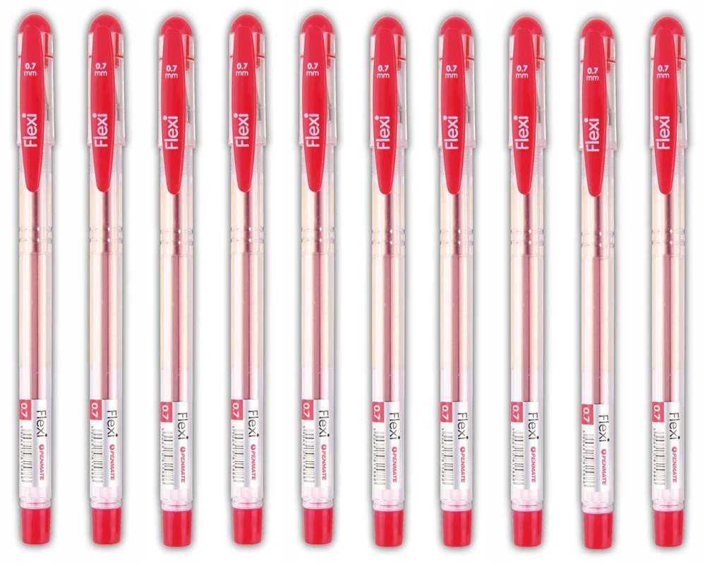 Rašiklis Penmate Flexi pakuotėje 0,7mm, 10 vnt, raudonas