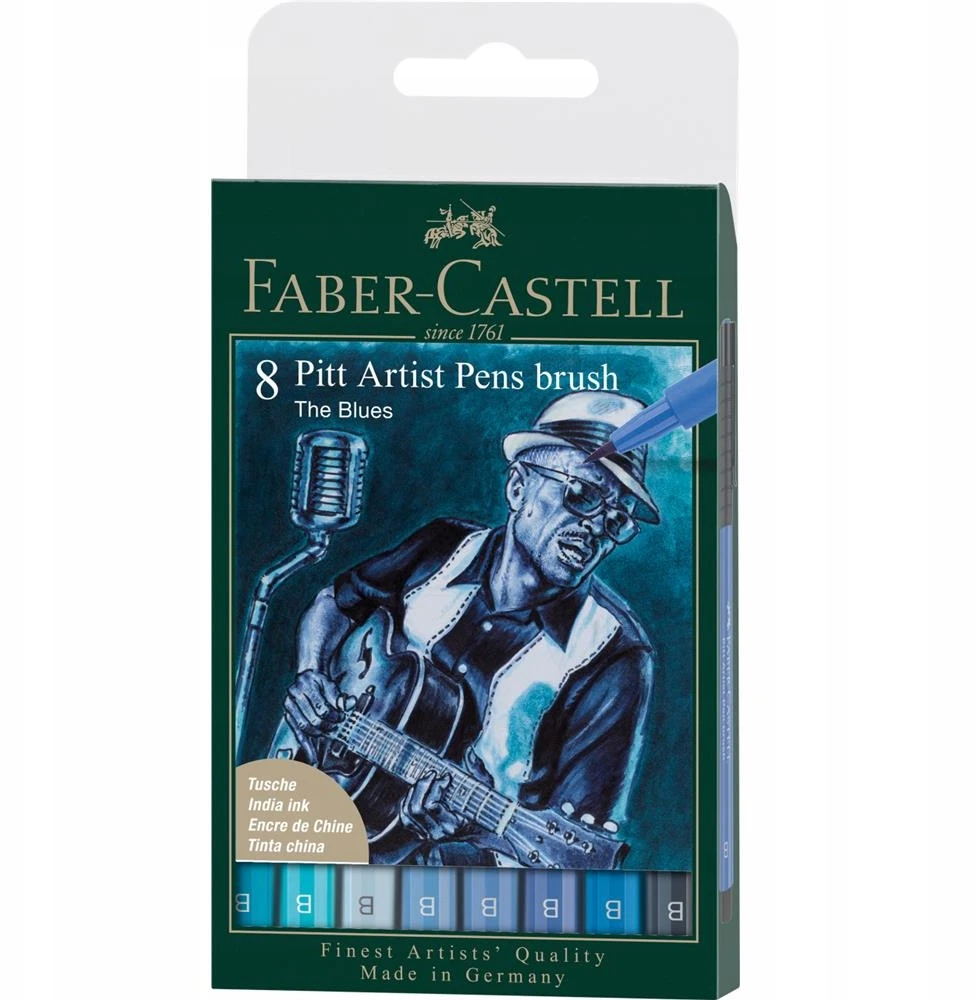Rašikliai piešimui Faber-Castell Pitt Artist Pen The Blues, 8vnt