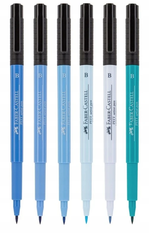 Faber-Castell Teptukinių rašiklių rinkinys Faber-Castel India ink PlTT, mėlynų spalvų, 6 vnt