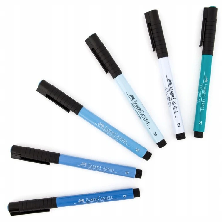 Faber-Castell Teptukinių rašiklių rinkinys Faber-Castel India ink PlTT, mėlynų spalvų, 6 vnt