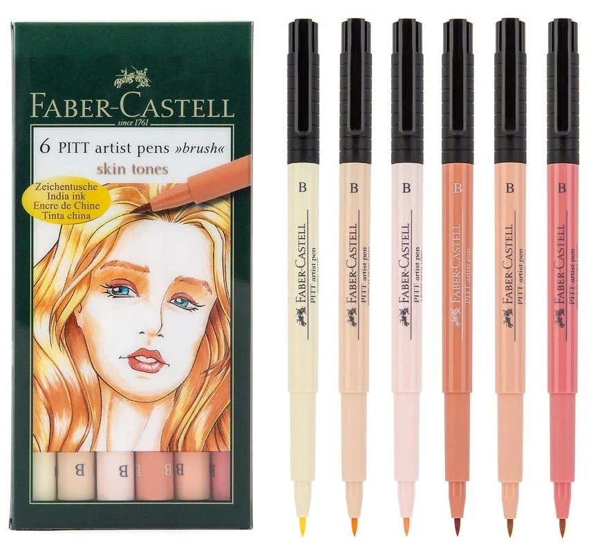 Faber-Castell Rašiklių rink. PITT India ink FC 6vnt., kūno sp.