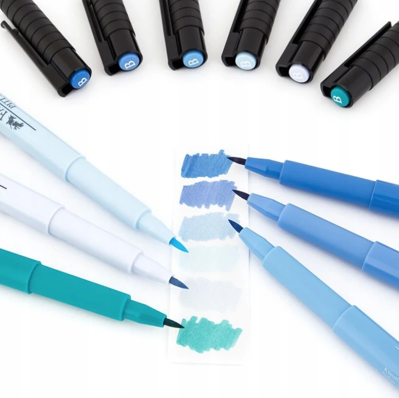 Faber-Castell Teptukinių rašiklių rinkinys Faber-Castel India ink PlTT, mėlynų spalvų, 6 vnt