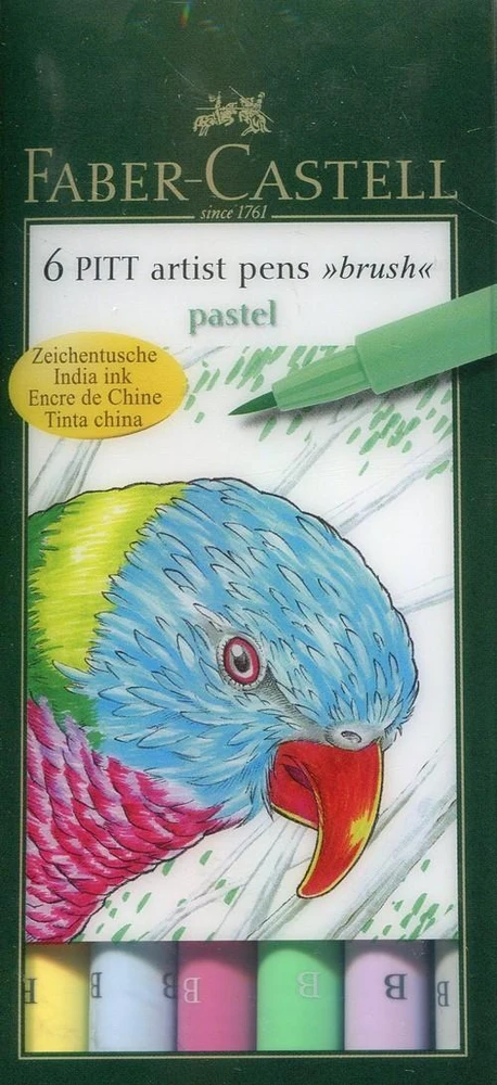 Faber-Castell Teptukinių rašiklių rinkinys Faber-Castel India ink PlTT, pastelinės spalvos, 6 vnt