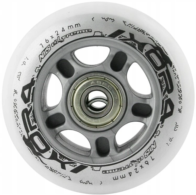 Ratukų rinkinys riedučiams Nils Extreme 76x24 mm, balti, 4 vnt.