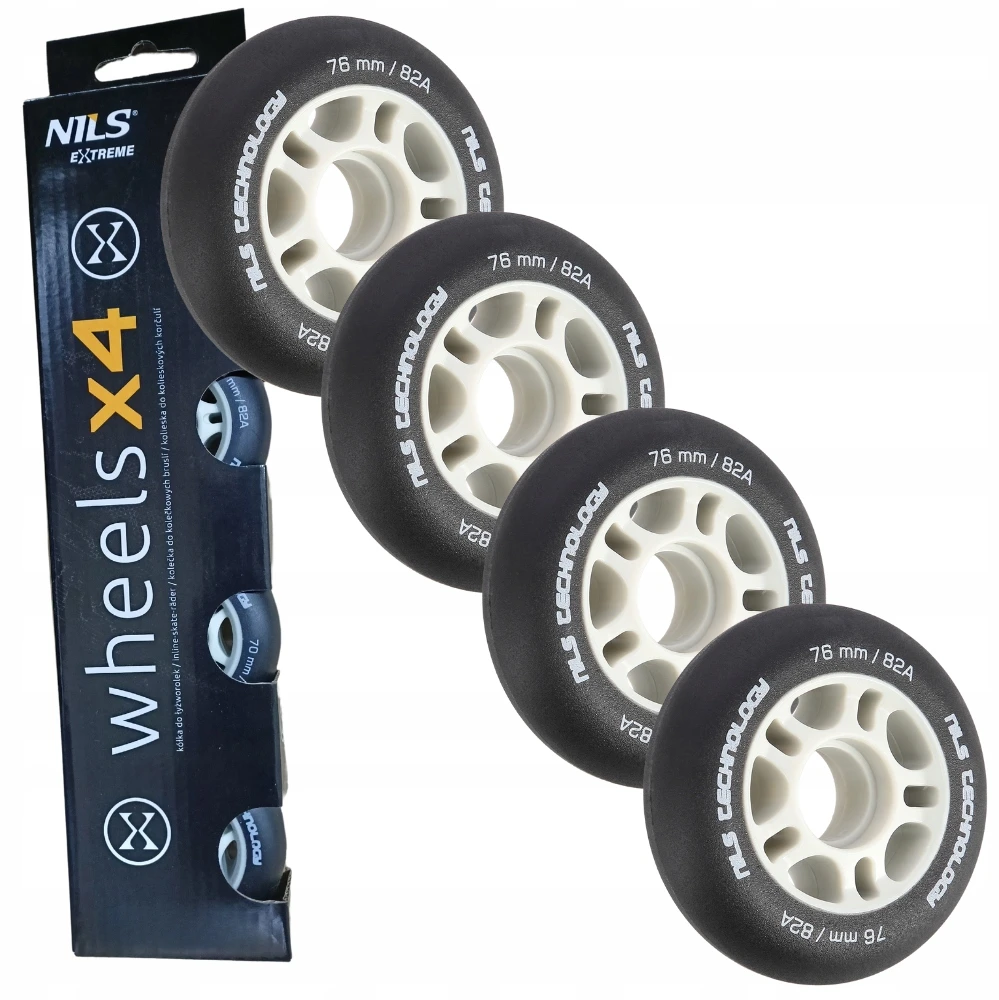 Ratukai riedučiams Nils Extreme 76x24 mm, 82A, juodi