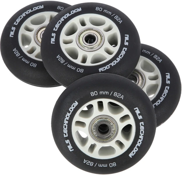 Ratukai riedučiams Nils Extreme 80mm/82A su guoliais, juodi