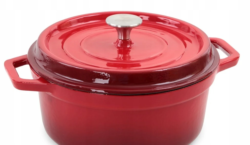 RAUDONA SOLA KITCHEN KAIŠMAI ATSPARUS PUODAS SU RANKENĖLĖMIS + DANGINIS 24 CM 3,5 L