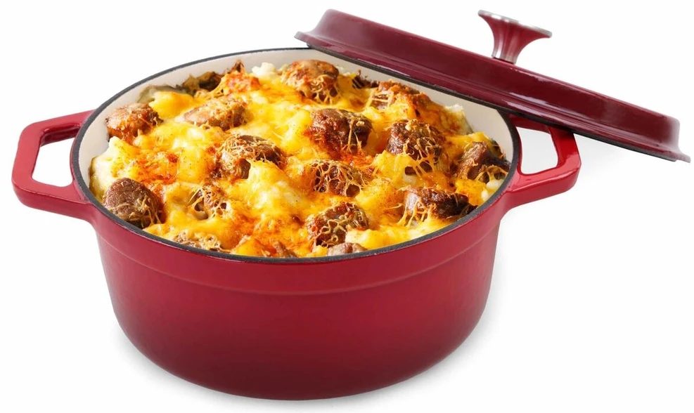 RAUDONA SOLA KITCHEN KAIŠMAI ATSPARUS PUODAS SU RANKENĖLĖMIS + DANGINIS 24 CM 3,5 L
