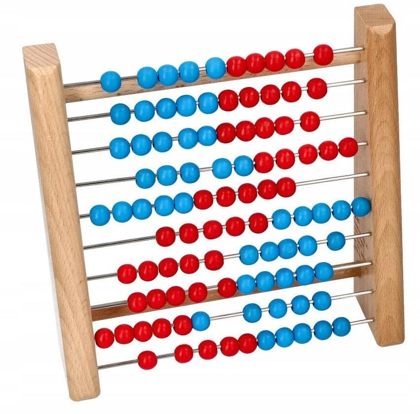 Goki Dvipusis medinis matematinis skaičiuotuvas su spalvotais kaladėlėmis, vaikams nuo 3 metų, saugus