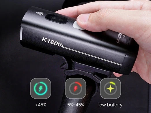 Ravemen K1800 LED dviračio lemputė 1800lm USB-C IPX6 5200mAh