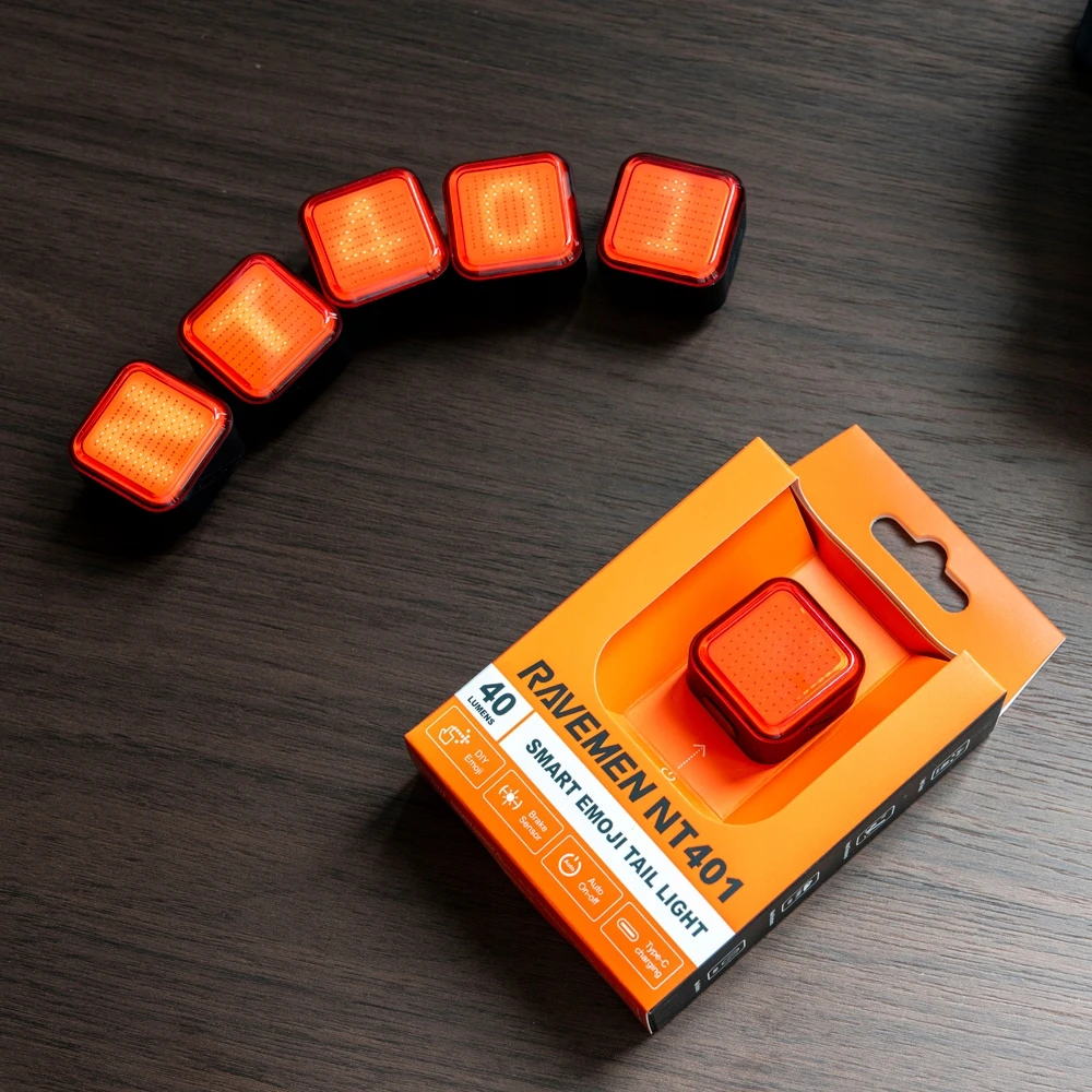 RAVEMEN NT401 LED dviračio galinis žibintas 40 lm USB-C Atsparus vandeniui IPX6