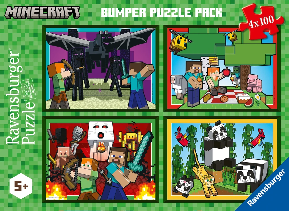 Ravensburger dėlionė 400 vienetų Minecraft Adventures 4x100