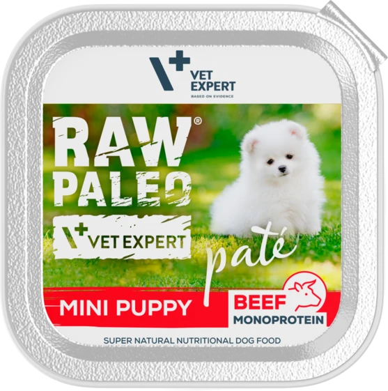 Vetexpert RAW PALEO Pate Mini Puppy jautiena - šlapias maistas šuniukams - 150 g