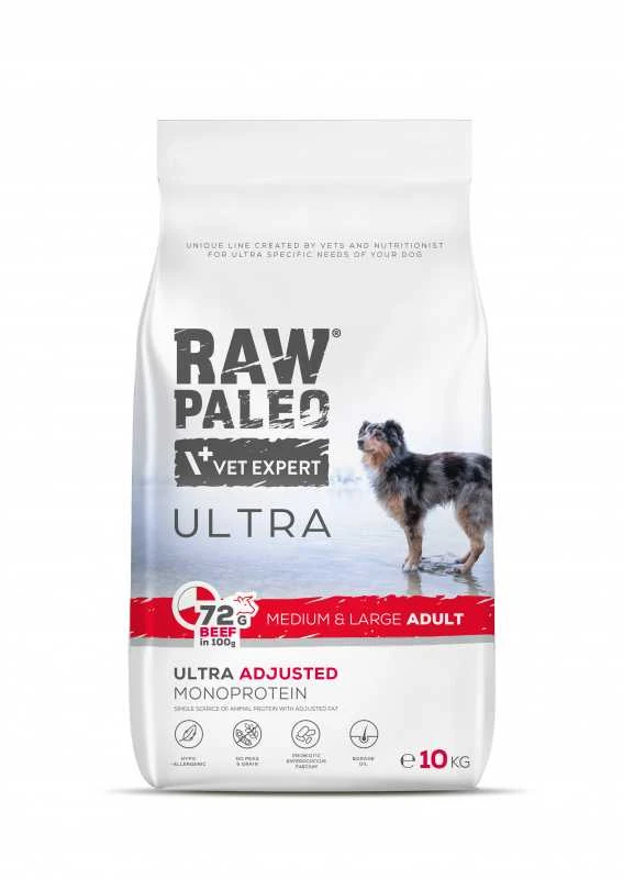 Vetexpert RAW PALEO Ultra Medium&Large Adult jautiena - sausas šunų maistas - 10 kg