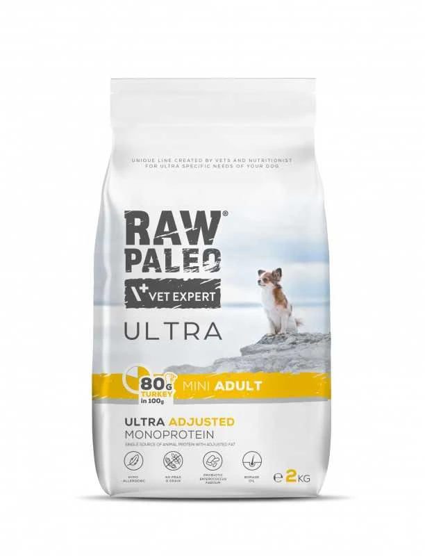 Vetexpert Sausas Šunų Maistas - RAW PALEO Ultra Mini Kalakutienos 2kg Be Grūdų