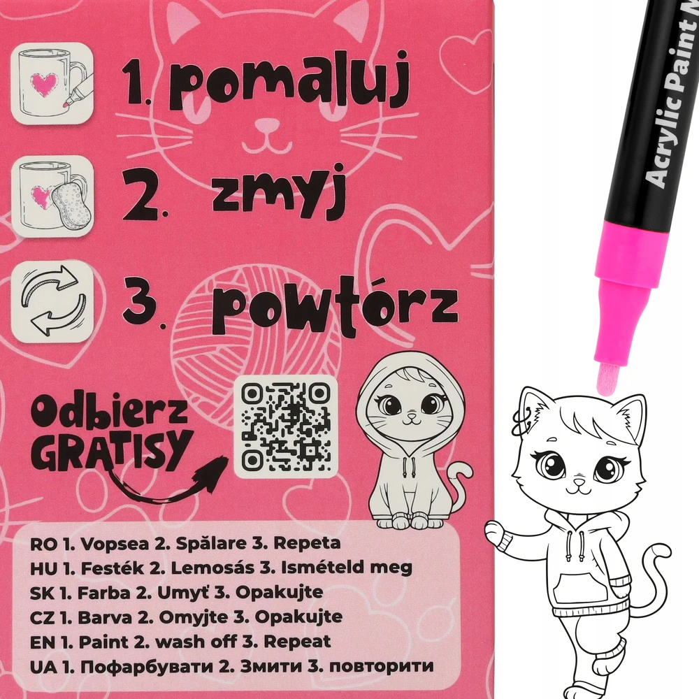 Rawmark Tapybos puodelio dažymas + žymekliai spalvinimo knygelės kūrybinis rinkinys Kotka