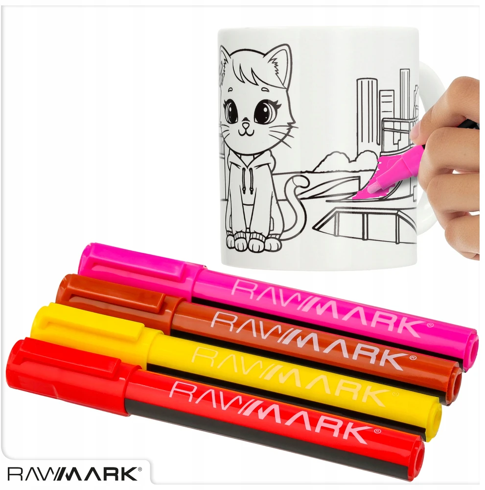Rawmark Tapybos puodelio dažymas + žymekliai spalvinimo knygelės kūrybinis rinkinys Kotka