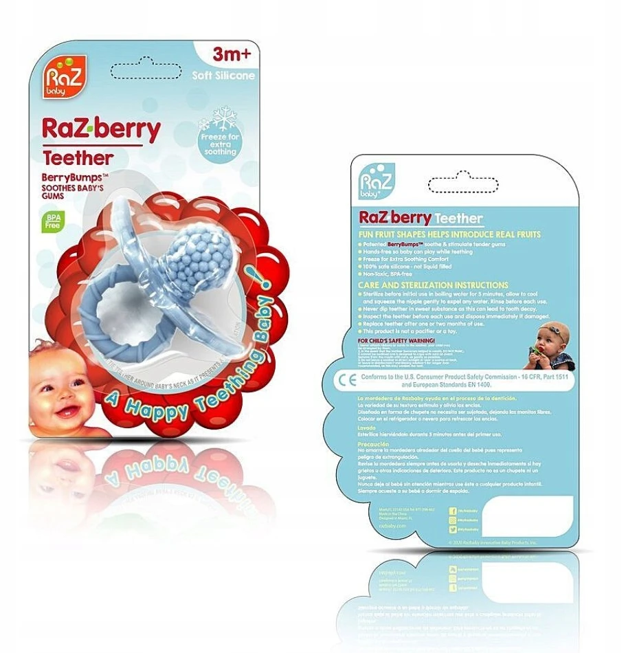 RaZbaby sultingas avietinis mėlynas dantukas