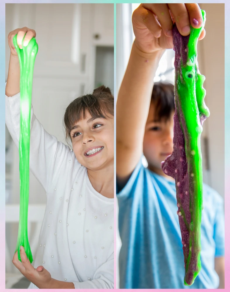 Regmag DIDELIS SLIME RINKINYS, SLIMŲ GAMYBAI VAIKAMS PLASTIKOS PASTA 120in1