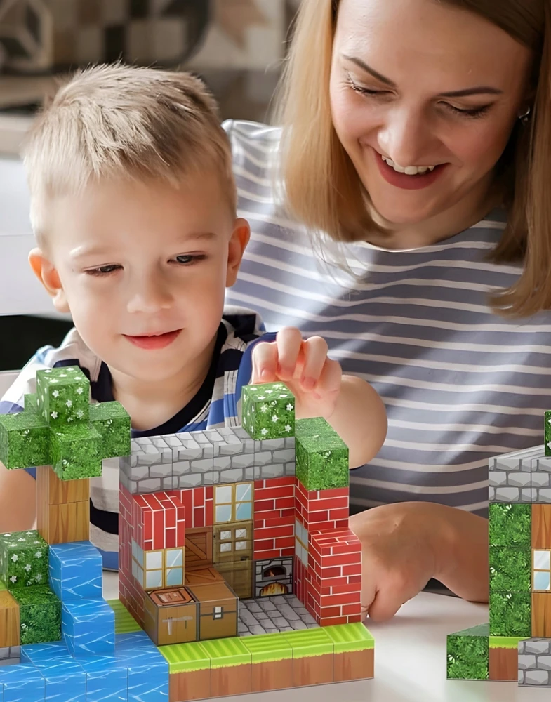 Regmag MAGNETINIAI BLOKAI 120 EL STATYBOS KUBAS PIXEL QUARE 2 ŽMONĖS