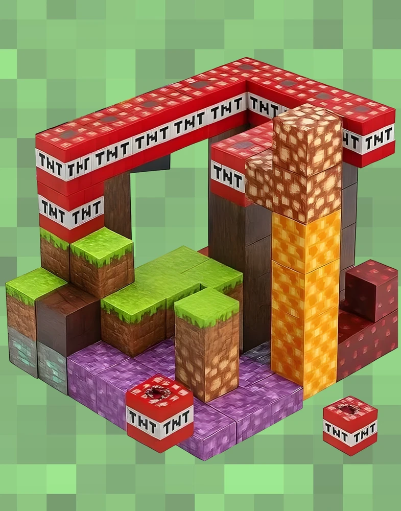 Regmag MAGNETINIAI BLOKAI 120 EL STATYBOS KUBAS PIXEL QUARE 2 ŽMONĖS