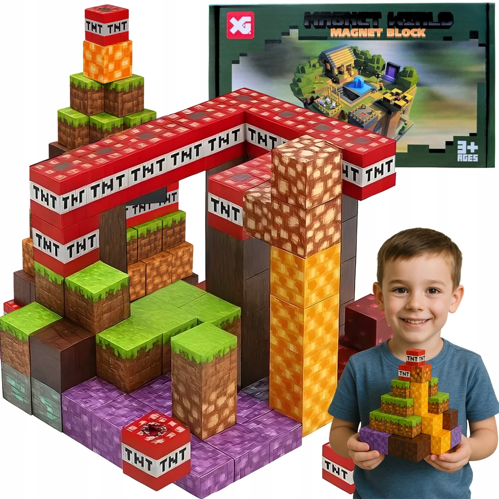 Regmag MAGNETINIAI BLOKAI 120 EL STATYBOS KUBAS PIXEL QUARE 2 ŽMONĖS