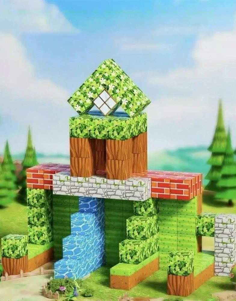 Regmag MAGNETINIAI BLOKAI 120 EL STATYBOS KUBAS PIXEL QUARE 2 ŽMONĖS