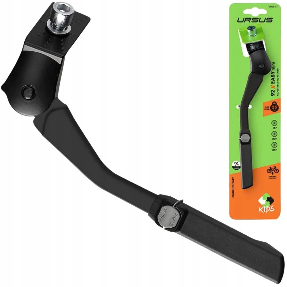 Reguliuojama šoninė dviračio atrama 16/24'' ursus easy mini alu juoda