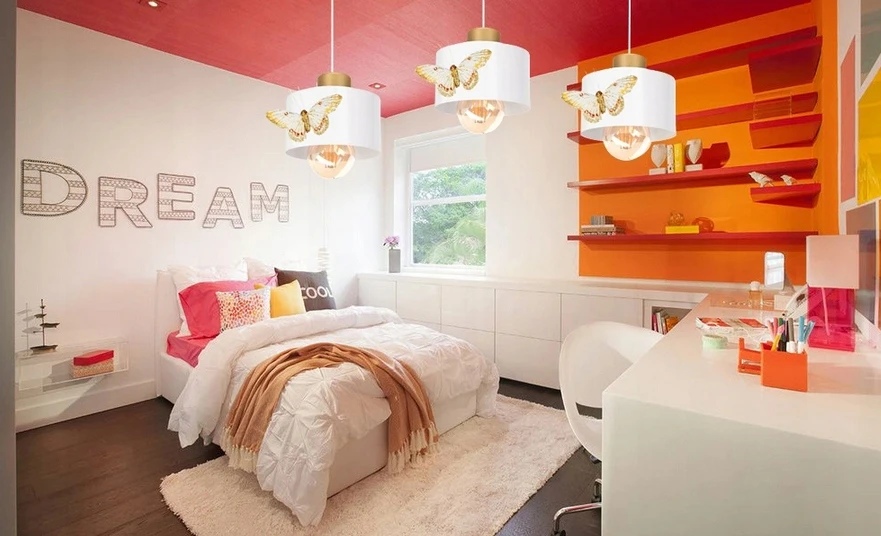 Reguliuojamas pakabinamas šviestuvas MOTYLEK LOFT GOLD 3, vaikiški šviestuvai, balti ir auksiniai