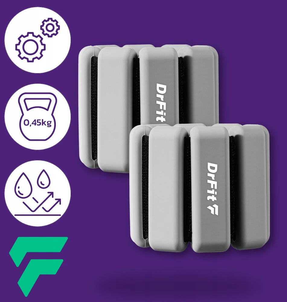 Reguliuojami kulkšnių ir riešų svareliai DrFit, 2x0.45 kg