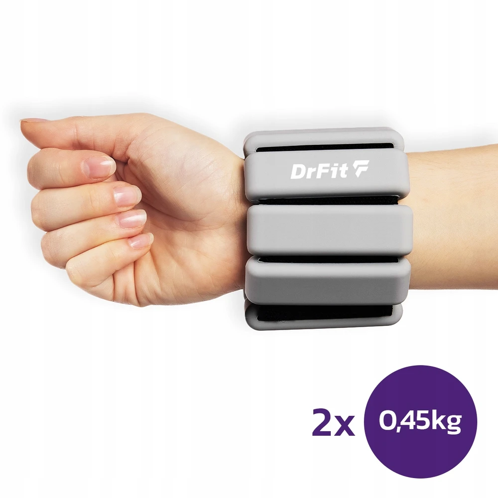 Reguliuojami kulkšnių ir riešų svareliai DrFit, 2x0.45 kg