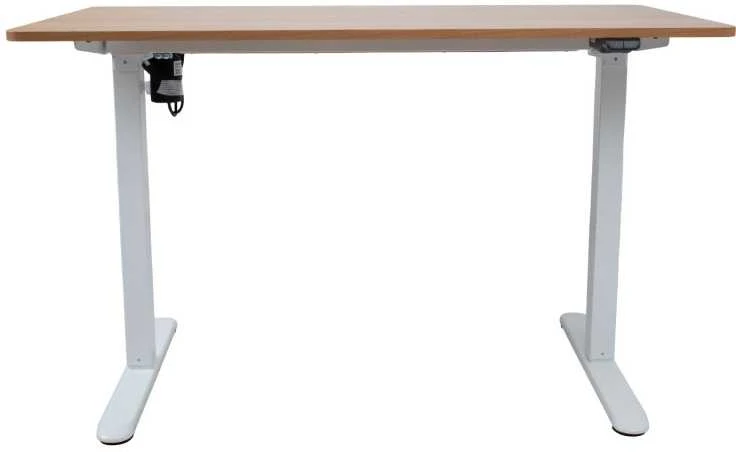 Home4You Reguliuojamo aukščio darbo stalas ERGO LIGHT su 1 varikliu 120x60cm, baltas/ąžuolinis