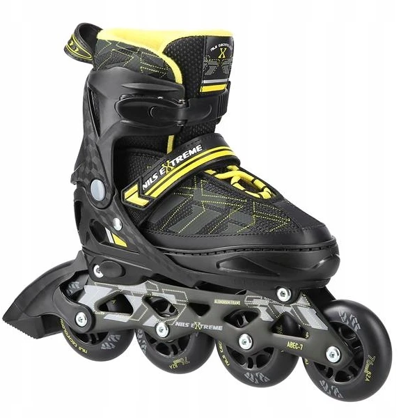 Riedučiai Nils Extreme NA11002 juodi-geltoni - PU76 mm/82A (M 35-38)