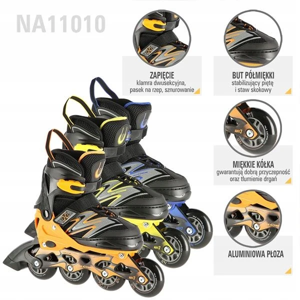 Riedučiai NA11010 Juodas-Mėlynas ROZM. M (35-38) IN-LINE SKATES NILS EXTREME